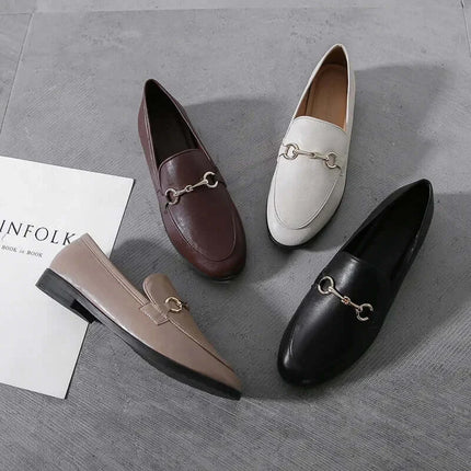 Flats Women Designer Luxury Flat Leather Loafers - Flats - Johnature - Mad Fly Essentials