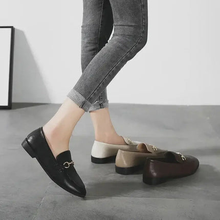Flats Women Designer Luxury Flat Leather Loafers - Flats - Johnature - Mad Fly Essentials