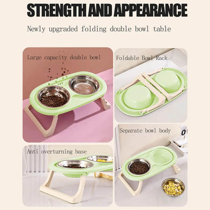 Foldable Stainless Double Dog Cat Bowl Pet Essentials - Pet Essentials - PETRAVEL - Mad Fly Essentials