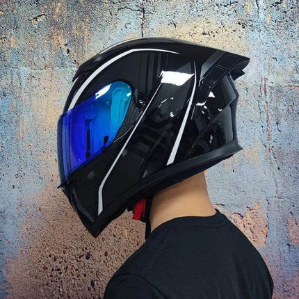 Full - Face Blue Black Capacete Motorcycle Helmet - Motorcycle Helmet - ORZ Helmets - Mad Fly Essentials