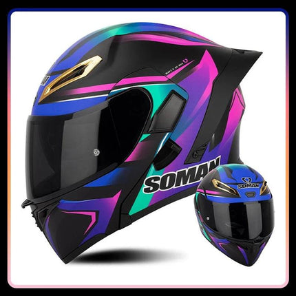 Full Face Pink Purple Motorcycle Helmet - Mad Fly Essentials