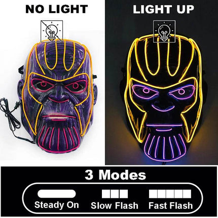 Funny Halloween Half Face Neon Costume Mask - Costume Mask - LEDP - Mad Fly Essentials
