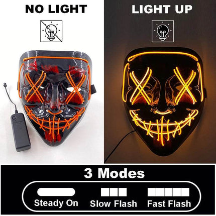 Funny Halloween Half Face Neon Mask - Mad Fly Essentials