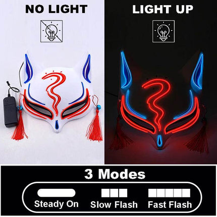 Funny Halloween Half Face Neon Costume Mask - Costume Mask - LEDP - Mad Fly Essentials
