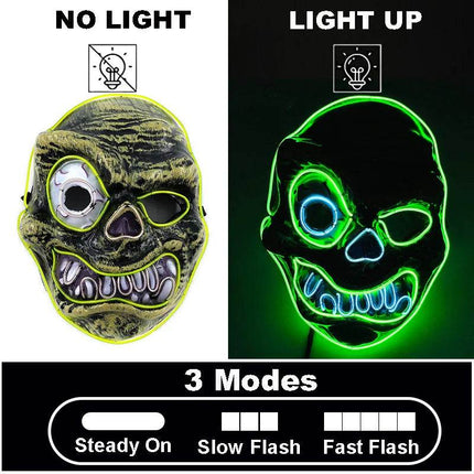 Funny Halloween Half Face Neon Mask - Mad Fly Essentials