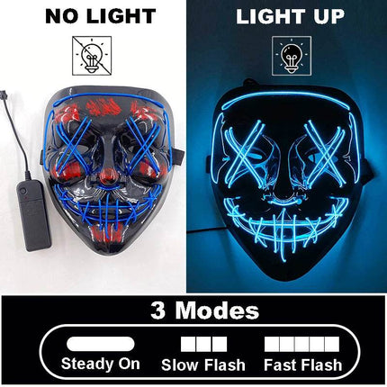 Funny Halloween Half Face Neon Costume Mask - Costume Mask - LEDP - Mad Fly Essentials