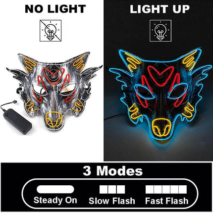 Funny Halloween Half Face Neon Mask - Mad Fly Essentials