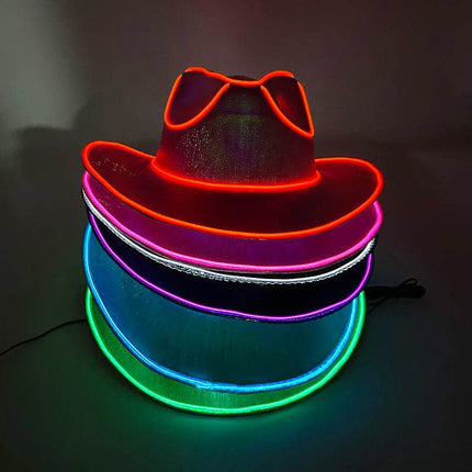 Funny LED Pearlescent Cowboy Costume Hat Party Essentials - Party Essentials - LEDIT - Mad Fly Essentials