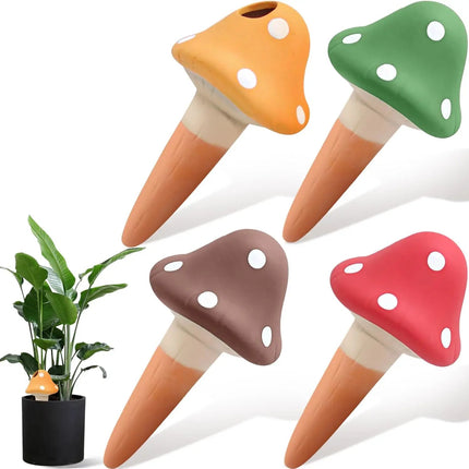 Garden Decor Auto 4pc Ceramic Mushroom Water Dripper - Garden Decor - Garden Pros - Mad Fly Essentials