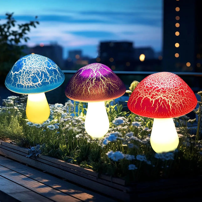 Garden Decor Solar Cracked LED Mushroom Lawn Lamps - Garden Decor - Warm like home - Mad Fly Essentials