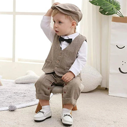 Gentleman Outfit Baby Boy 0-18M Tie Clothing Set - Gentleman Outfit - Kabeier - Mad Fly Essentials