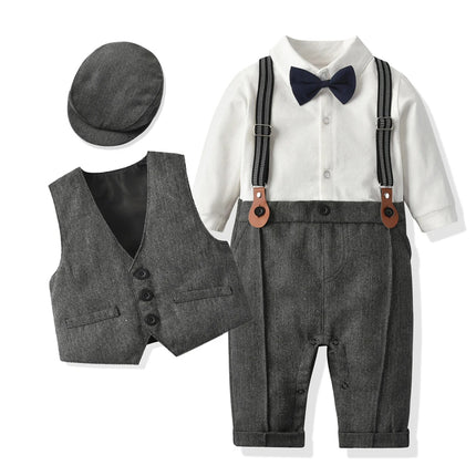 Gentleman Outfit Baby Boy 0-18M Tie Clothing Set - Gentleman Outfit - Kabeier - Mad Fly Essentials