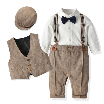 Gentleman Outfit Baby Boy 0-18M Tie Clothing Set - Gentleman Outfit - Kabeier - Mad Fly Essentials
