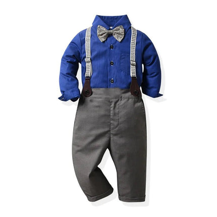 Gentleman Outfit Baby Boy Blue Grey Plaid Clothing Set - Gentleman Outfit - Top and top - Mad Fly Essentials