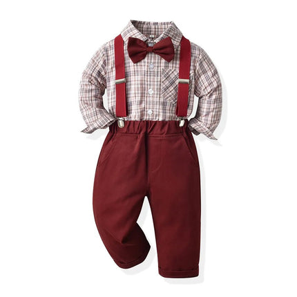 Gentleman Outfit Baby Boy Plaid Top Pants Suspender Outfit - Gentleman Outfit - Top and top - Mad Fly Essentials