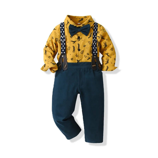 Gentleman Outfit Baby Boy Plaid Top Pants Suspender Outfit - Gentleman Outfit - Top and top - Mad Fly Essentials