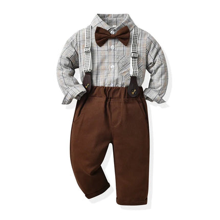Gentleman Outfit Baby Boy Plaid Top Pants Suspender Outfit - Gentleman Outfit - Top and top - Mad Fly Essentials