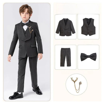 Gentleman Outfit Boy Formal Floral Purple Black Wedding Set - Gentleman Outfit - PsyMonster - Mad Fly Essentials