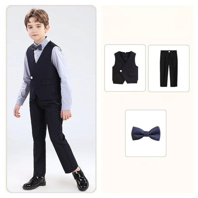 Gentleman Outfit Boy Formal Floral Purple Black Wedding Set - Gentleman Outfit - PsyMonster - Mad Fly Essentials