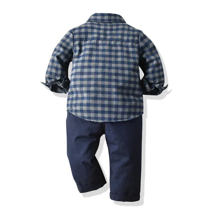 Gentleman Outfit Boys Long Plaid Top Suspenders Outfit - Gentleman Outfit - DIIMUU - Mad Fly Essentials