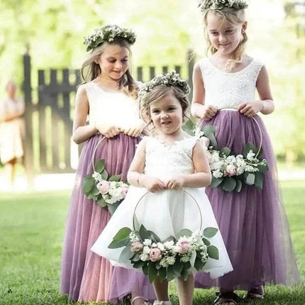 Solid Lace Princess Girl Party Dress - Mad Fly Essentials