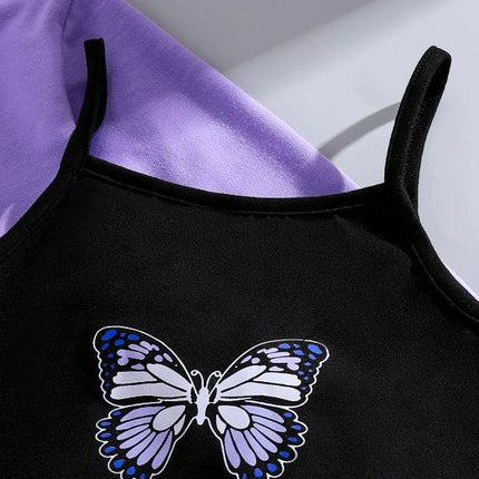 Girl Butterfly Black Vest Dress Clothing Set - Clothing Set - Lolocee - Mad Fly Essentials