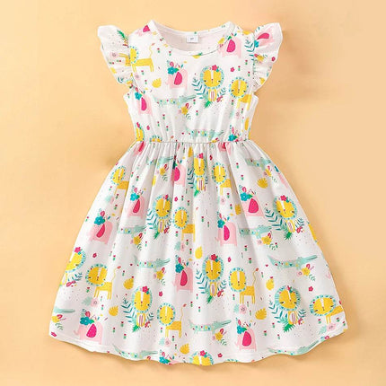 Girl Cartoon Animal Summer Ruffle Princess Dress - Princess Dress - Bibihou - Mad Fly Essentials