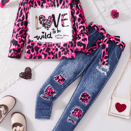 Girl Fashion Pink Leopard Clothing Set - Mad Fly Essentials