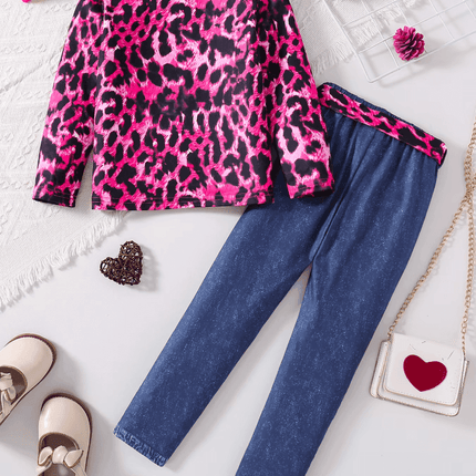 Girl Fashion Pink Leopard Slim Clothing Set - Clothing Set - PatPat - Mad Fly Essentials
