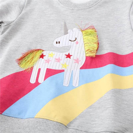 Girl Horse Applique Autumn Cartoon Sweater - Sweater - Animal Unicorn - Mad Fly Essentials
