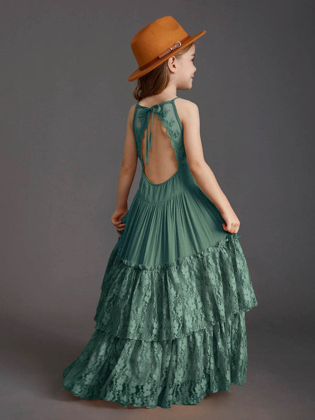Girl Lace Backless Chiffon Maxi Dress - Maxi Dress - Girlymax - Mad Fly Essentials