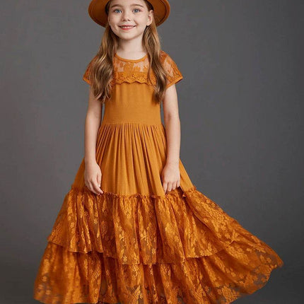 Girl Lace Chiffon Long Wedding Party Dress - Party Dress - BellFlower - Mad Fly Essentials
