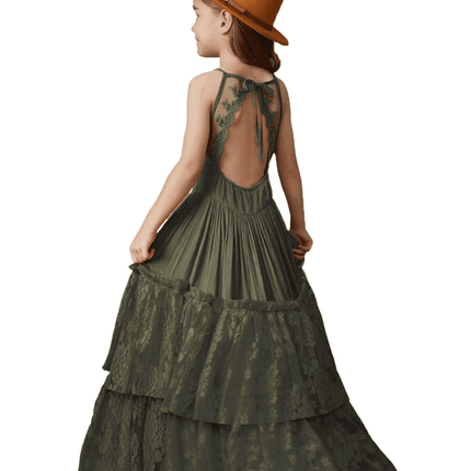 Girl Lace Chiffon Long Wedding Party Dress - Party Dress - BellFlower - Mad Fly Essentials