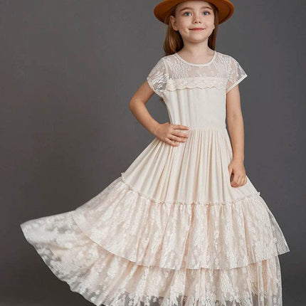 Girl Lace Chiffon Wedding Party Dress - Mad Fly Essentials