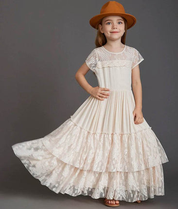 Girl Lace Chiffon Wedding Party Dress - Mad Fly Essentials
