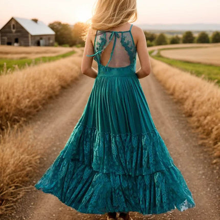 Girl Lace Chiffon Long Wedding Dress - Mad Fly Essentials