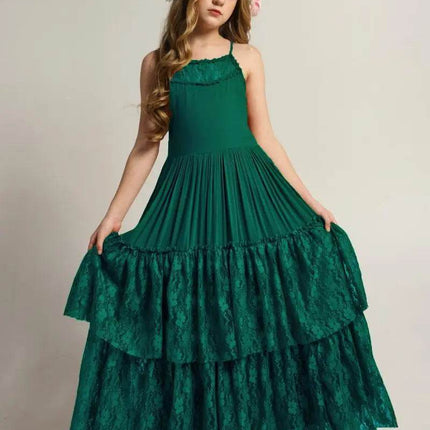 Girl Lace Chiffon Long Wedding Party Dress - Party Dress - BellFlower - Mad Fly Essentials