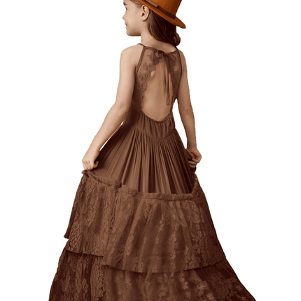 Girl Lace Chiffon Long Wedding Dress - Mad Fly Essentials