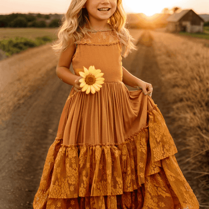 Girl Lace Chiffon Long Wedding Party Dress - Party Dress - BellFlower - Mad Fly Essentials