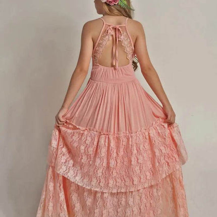 Girl Lace Chiffon Long Wedding Party Dress - Party Dress - BellFlower - Mad Fly Essentials