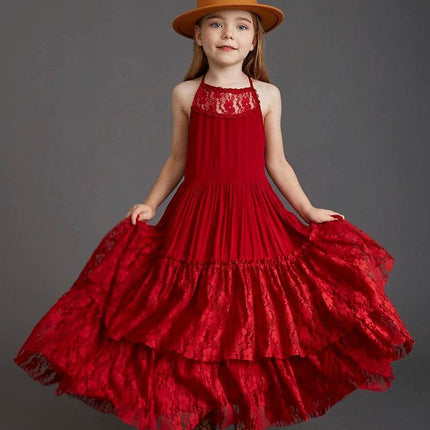 Girl Lace Chiffon Long Wedding Party Dress - Party Dress - BellFlower - Mad Fly Essentials