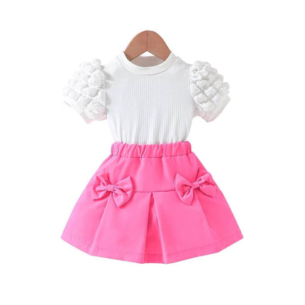 Girl Puff Sleeve Skirt Clothing Set Baby Toddler Outfit - Baby Toddler Outfit - NNJXD - Mad Fly Essentials