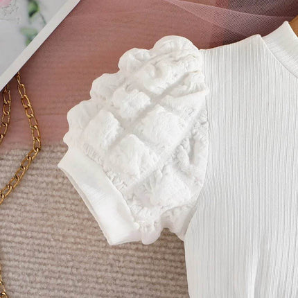 Girl Puff Sleeve Skirt Clothing Set Baby Toddler Outfit - Baby Toddler Outfit - NNJXD - Mad Fly Essentials