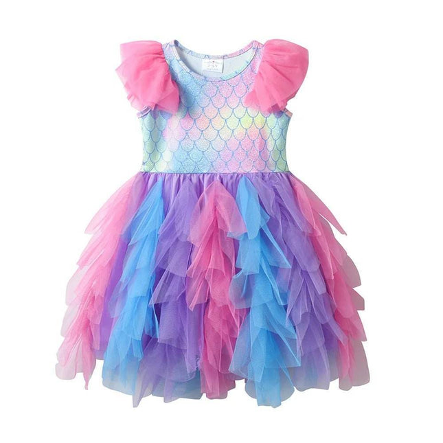Girl Summer Flare Sleeve Mermaid Cake Dress - Mad Fly Essentials