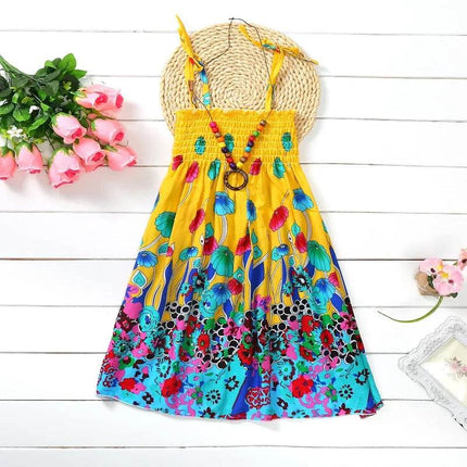 Girls 2 - 12T Summer Floral Bohemian Beach Dress - Beach Dress - Bibihou - Mad Fly Essentials