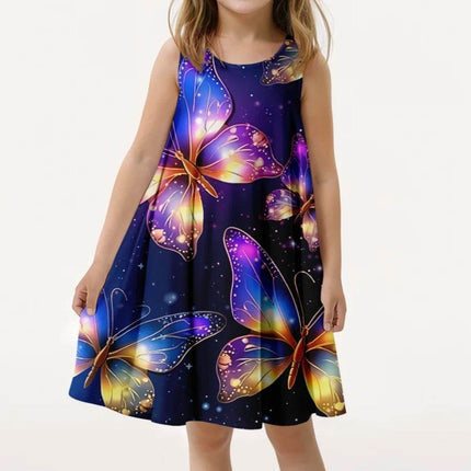 Girls 3D Graphic Sleeveless Butterfly Party Dress - Mad Fly Essentials