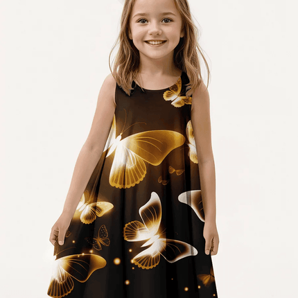 Girls 3D Graphic Sleeveless Butterfly Party Dress - Party Dress - ABreeze - Mad Fly Essentials