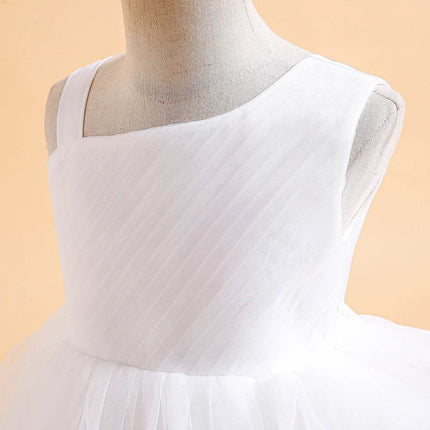 Girls Embroidery White Lace Bridesmaid Evening Princess Dress - Princess Dress - NNJXD - Mad Fly Essentials
