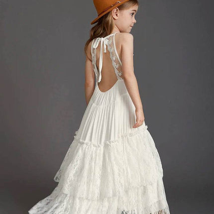 Girls Lace Princess Flower Wedding Dress - Mad Fly Essentials