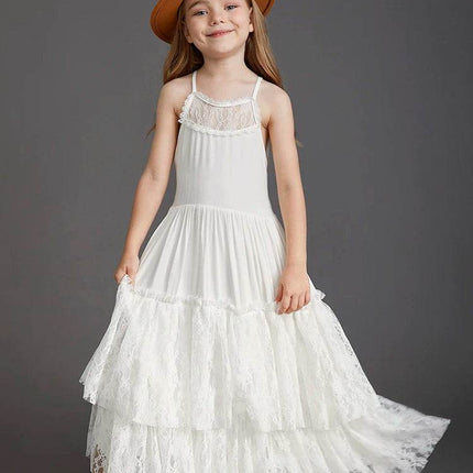 Girls Lace Flower Wedding Princess Dress - Mad Fly Essentials